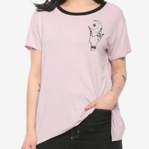 3/$30 Hot Topic Celestial Hand Shark Bite Girls T-Shirt pastel goth witchy moon